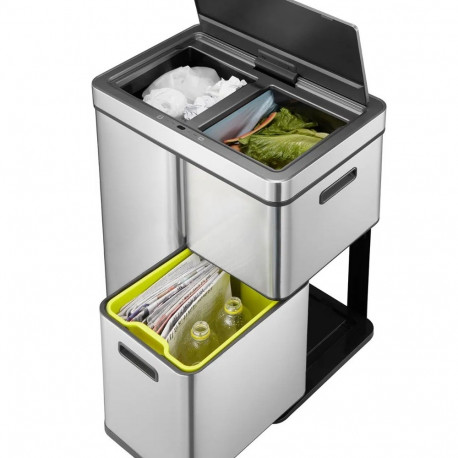 Prügikast 30+15+15L EKO Mirage Plus Sensor Recycler, matt roostevaba teras