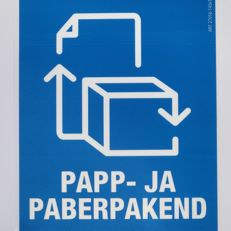 Kleebis prügikastile - Papp- ja paberpakend 65x100mm