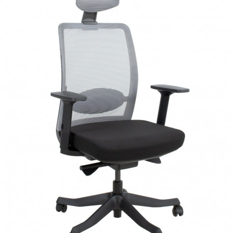 Töötool ANGGUN 13499, peatoega, hall võrkseljatugi, 3D käetoed, max 120kg/ must kangas+must pl. jala