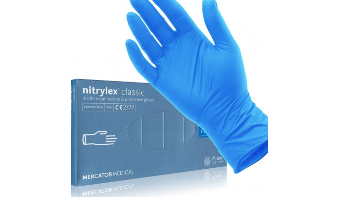 Nitriilkindad Nitrylex puudrita M suurus 100tk/pk (sinine), Euromedis