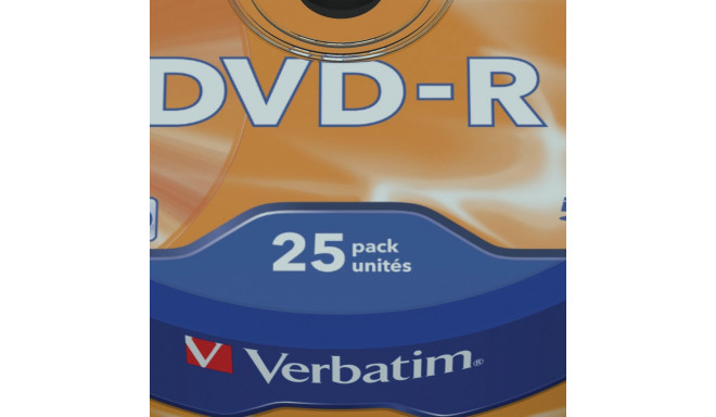 DVD-R Verbatim 4,7GB 120min 16x Cake 25, Advanced AZO+ Protection, Recordable, 25 toorikut tornis