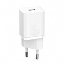 BASEUS travel charger Type C + cable type C to iPhone Lightning 8-pin Super Si PD 20W white TZCCSUP-