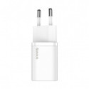 BASEUS travel charger Type C + cable type C to iPhone Lightning 8-pin Super Si PD 20W white TZCCSUP-