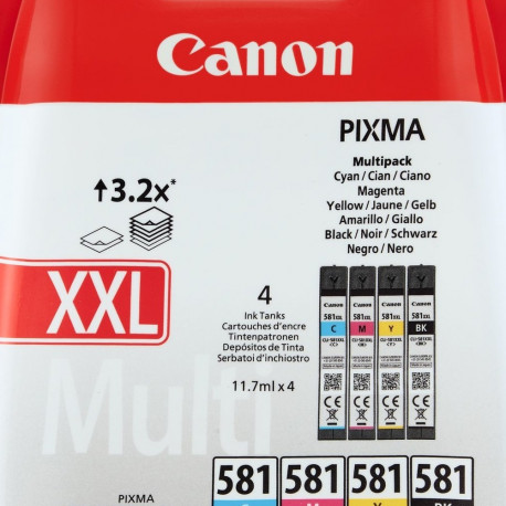 Tint Canon CLI-581XXL CMYK Multipack PIXMA TR7550/8550 TS6150/TS6350 TS8150-seeria TS8240-seeria TS8
