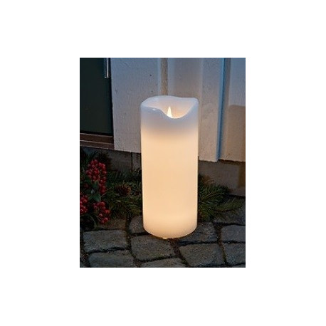 Valge vahaküünal, 12,5xK-30cm, vilkuv küünlaleek, wwLED +trafo IP44, 10m juhe /õue