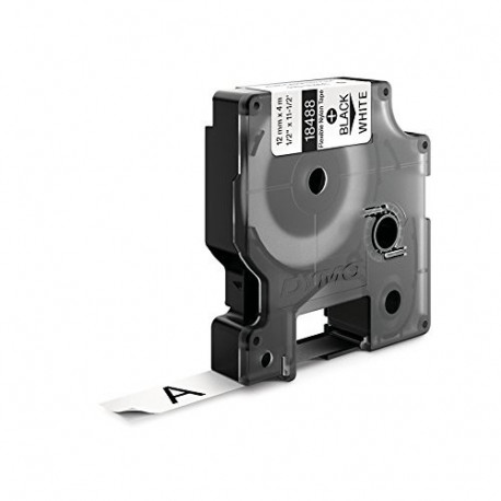 Kleepkirjalint Dymo 12mm, must valgel RHINO Tape 18488 Black on White, Flexible Nylon 3,5m