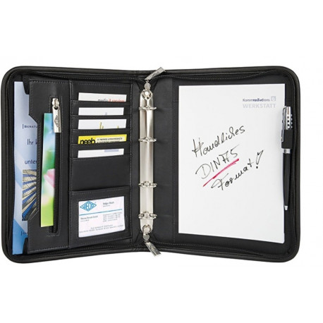 Mapp A5 Wedo Confrence Elegance 17,5x1,5x26cm, kunstnahast, tõmblukuga, 4-rõngaga, must
