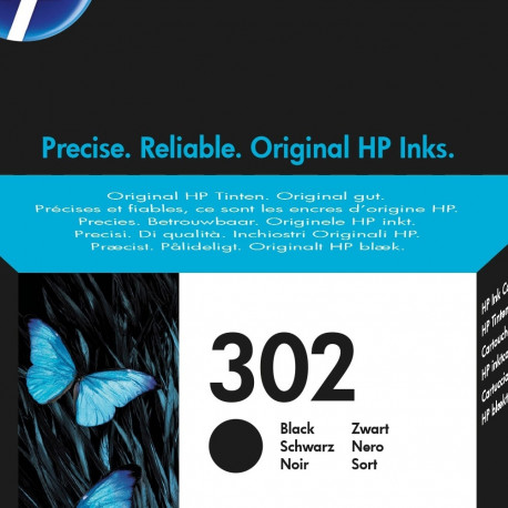 Tint HP F6U66AE No302 Black, väike must 190lk DeskJet 1110,2130/3630, Envy 4520/4522, OfficeJet 3830