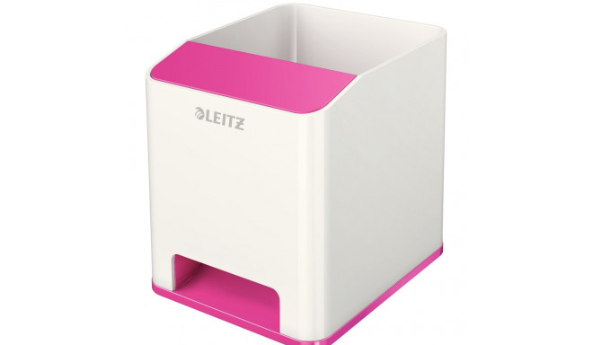 Pliiatsitops Sound Pen Holder Leitz WOW Dual, läikiv, valge-roosa