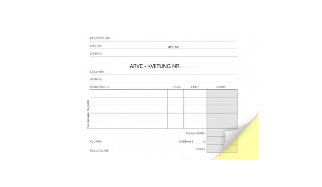 Kviitung-arve A6 isekopeeriv raamat (2x50lehte)