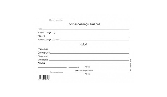 Komandeeringu aruanne A5, laiuti (100lehte)