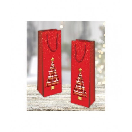 Kinkekott pudelile Säravad Jõulud 12,8x8,9x36