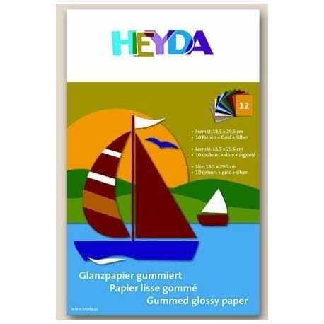 Värviline paber 18,5x29,5cm, läikiv, 12lehte (10värvi+kuld ja hõbe), Heyda