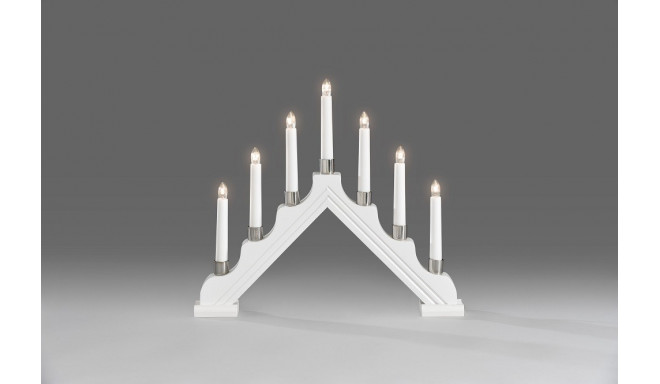Küünlajalg kolmnurkne 39xK-34cm, 7 küünalt, 230V, 170cm juhe/ valge värvitud puit+ hõbedased ringid