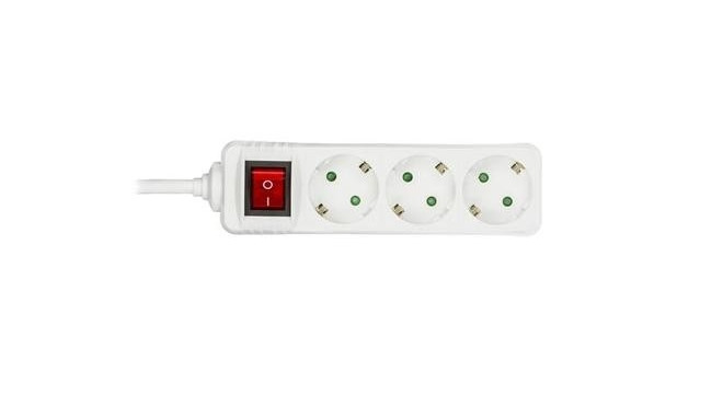 Deltaco GT-116D power extension 5 m 3 AC outlet(s) Indoor White