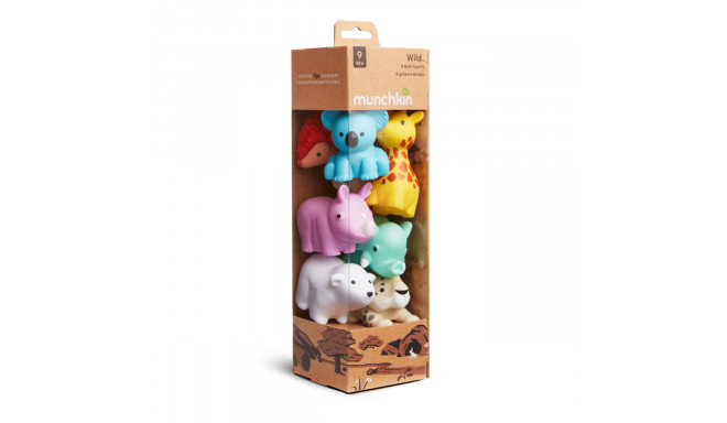 MUNCHKIN Bath Toy Scoop with, Wild Animal Bath Toy Squirts, 9m+, 8pcs, 012543