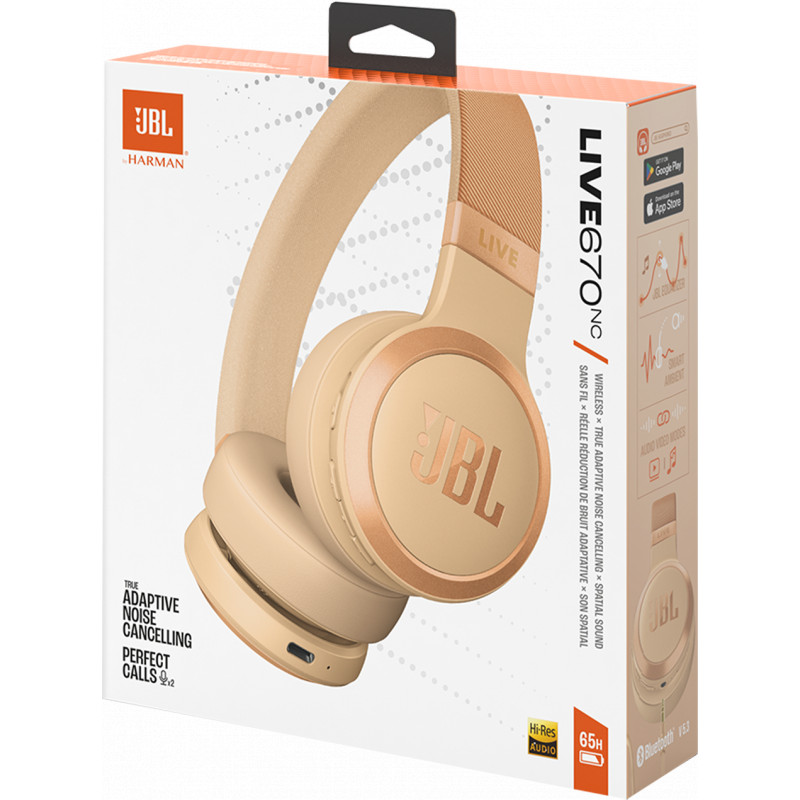JBL wireless headset Live 670NC, Photopoint beige Headphones - 