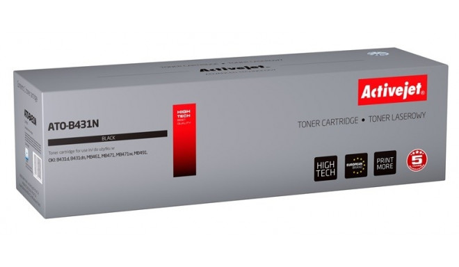Activejet ATO-B431N tooner OKI printerile; OKI B431 44574902 asendus; Supreme; 10000 lehte; must