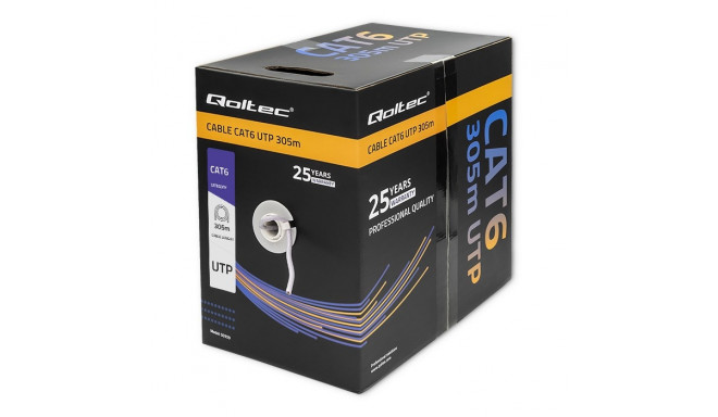 Qoltec 50359 UTP võrgukaabel CAT6 305m PVC hall