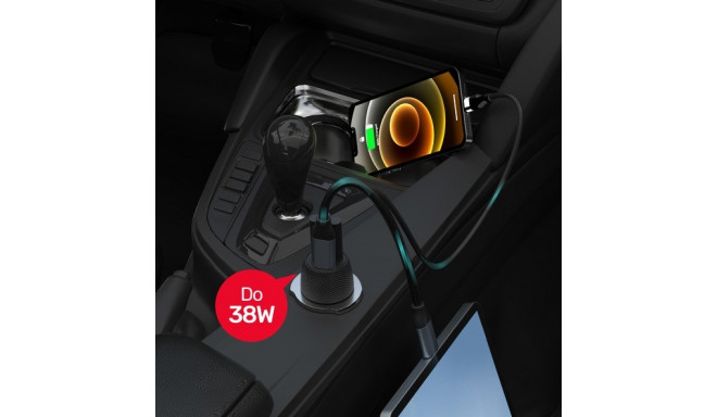 Unitek P1400A Car charger 38W USB-A USB-C QC 3.0