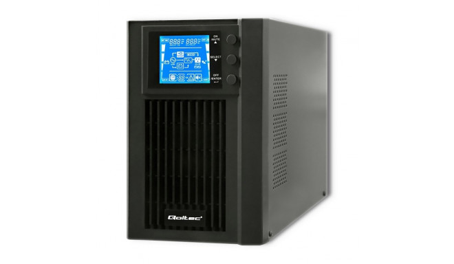 Qoltec 53042 Uninterruptible Power Supply | On-line | Pure Sine Wave | 1kVA | 800W | LCD