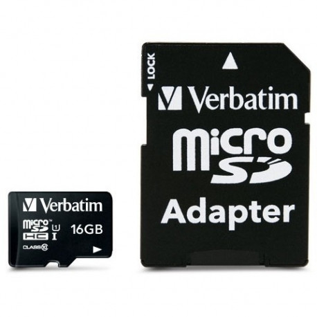 "CARD 16GB Verbatim Premium MicroHC 80MB/s +Adapter"