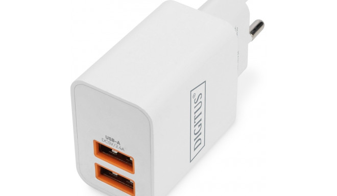 "Digitus Charger 15,5W 2-Port USB-A 15,5W Weiß"