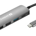 Sandberg USB-C 3xUSB3.0 1xUSB-C 1xHDMI Grey