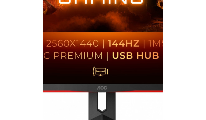 "68,6cm/27'' (2560x1440) AOC Gaming Q27G2U/BK 16:9 1ms 144Hz 2xHDMI DisplayPort VESA Pivot QHD Black