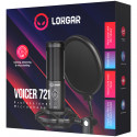 LORGAR Voicer 721, Gaming Microphone, Black, USB condenser microphone with tripod stand and pop filt