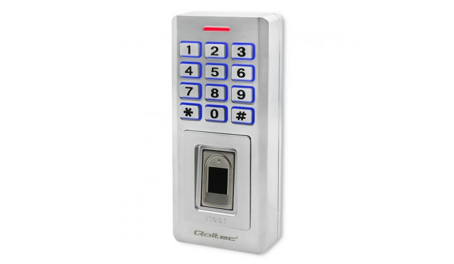 Qoltec 52447 Code lock OBERON with fingerprint reader | RFID | Code | Card | key fob | Doorbell | IP