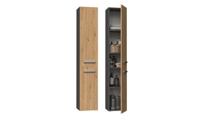 Topeshop NEL II ANT/ART bathroom storage cabinet Graphite, Oak