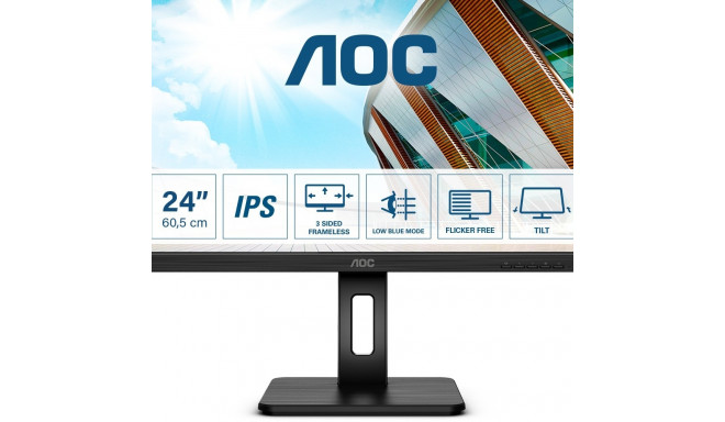 "61cm/24"" (1920x1080) AOC 24P2Q 16:9 4ms HDMI DVI VGA DisplayPort VESA Pivot Speaker Full HD Black"