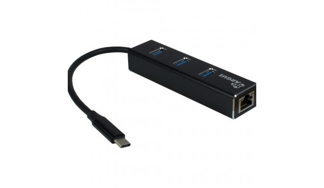 "USB-C HUB 3Port Inter-Tech Argus IT-410 1x RJ45 Gigabit Lan passiv Black"