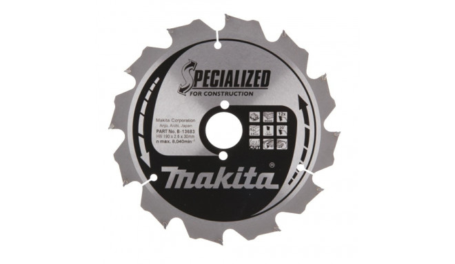 Cutting disc 190x30x2.6mm 12T 20° MAKITA