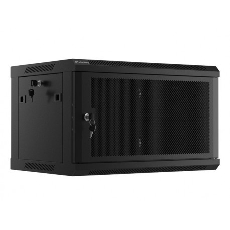 Hanging cabinet 19 inches 6U 600x450 perforated doors (flat pack) black