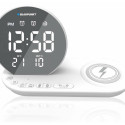 FM PLL clock radio/ALARM/USB/CR85WH Charge/Wireless charging/Indoor/outdoor temperature/white/CR85WH