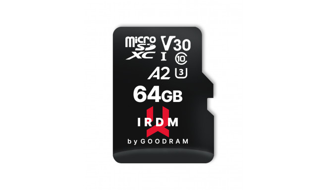Goodram memory card microSD IRDM 64GB UHS-I U3 A2 + adapter