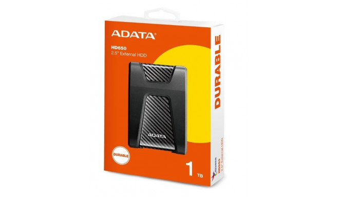 Adata external HDD 1TB DashDrive Durable HD650 2.5" USB 3.0, black