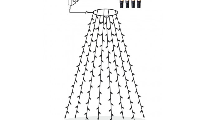 Valgusketid kuusele, tipus ringühendus,160 LED tuld, tulede vahe 10cm, 0,2*2m, roheline 230V-24V DC 