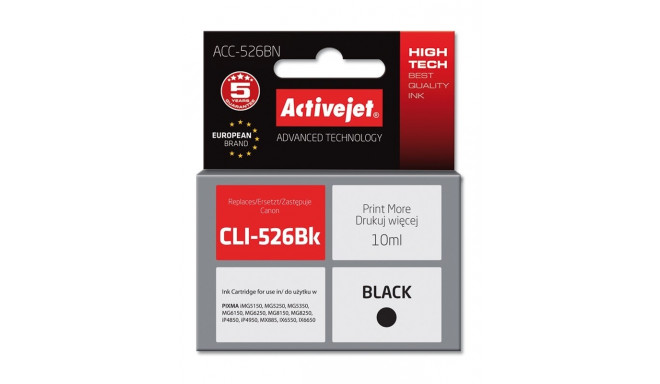 Activejet ACC-526BN tindikassett (asendus Canon CLI-526Bk; Supreme; 10 ml; must)
