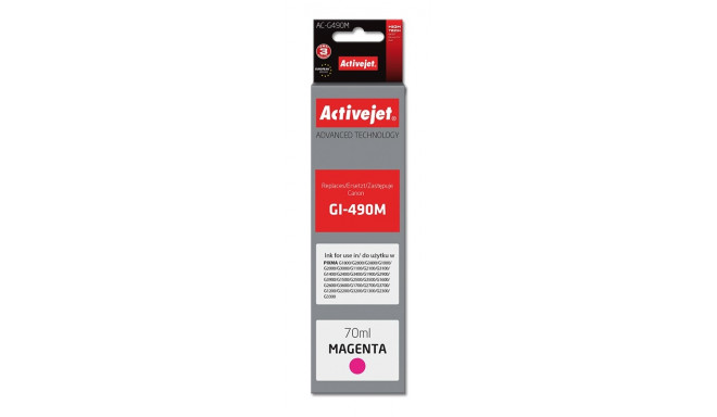 Activejet AC-G490M Ink cartridge (replacement for Canon GI-490M; Supreme; 70 ml; 7000 pages, magenta