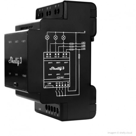 Shelly Relay "Pro 3" WLAN LAN 3x 16A 3 channels 3 phases Max. 48A BT DIN-Rail