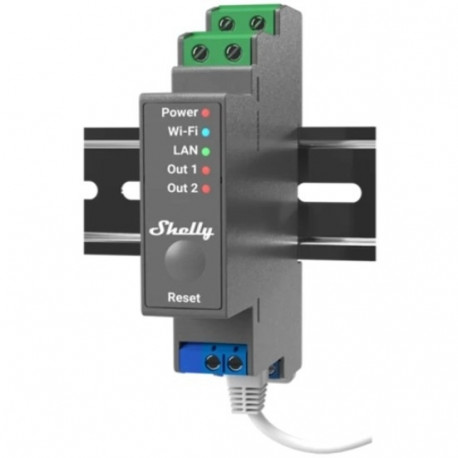 "Shelly Relais ""Pro 2"" WLAN LAN Max. 25A 2 Kanäle 2 Phasen BT DIN-Rail"