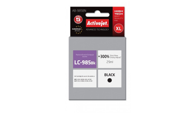 Activejet AB-985BN tindikassett (asendus Brother LC985Bk; Supreme; 29 ml; must)
