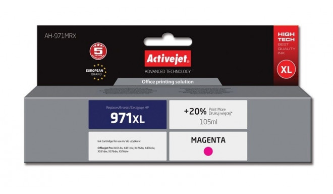 Activejet AH-971MRX tindikassett (asendus HP 971XL CN627AE; premium; 100 ml; magenta)
