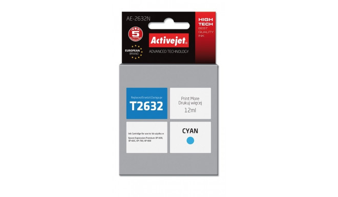 Activejet AE-2632N Ink cartridge (replacement for Epson 26 T2632; Supreme; 12 ml; cyan)