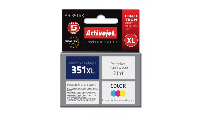 Activejet AH-351RX tindikassett (asendus HP 351XL CB338EE; premium; 21 ml; värviline)