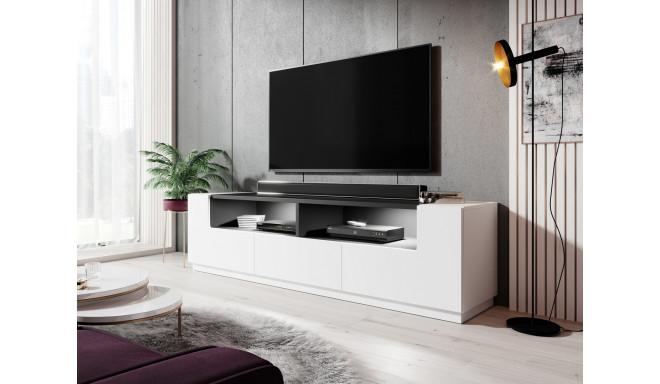 Cama TV cabinet RTV LAS VEGAS 180cm white/white gloss + black