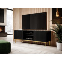 PAFOS RTV cabinet on golden steel frame 150x40x60 cm matte black